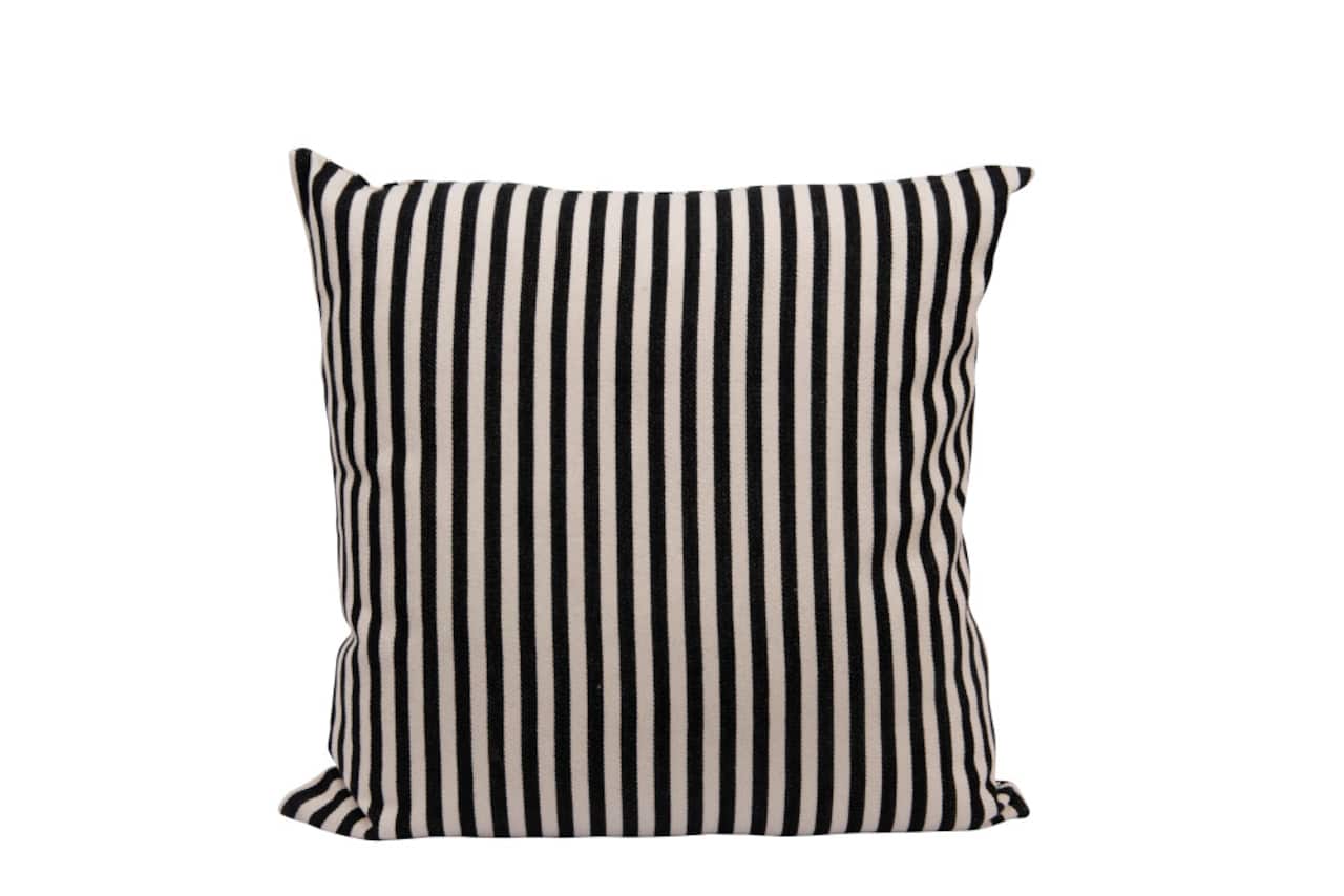 Hello Honey® Black and Cream Woven Cotton Striped Pillow